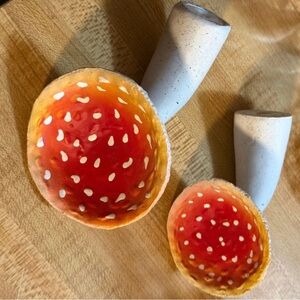 Handmade Ceramic Mushroom Bowls - Red & Cream Interior